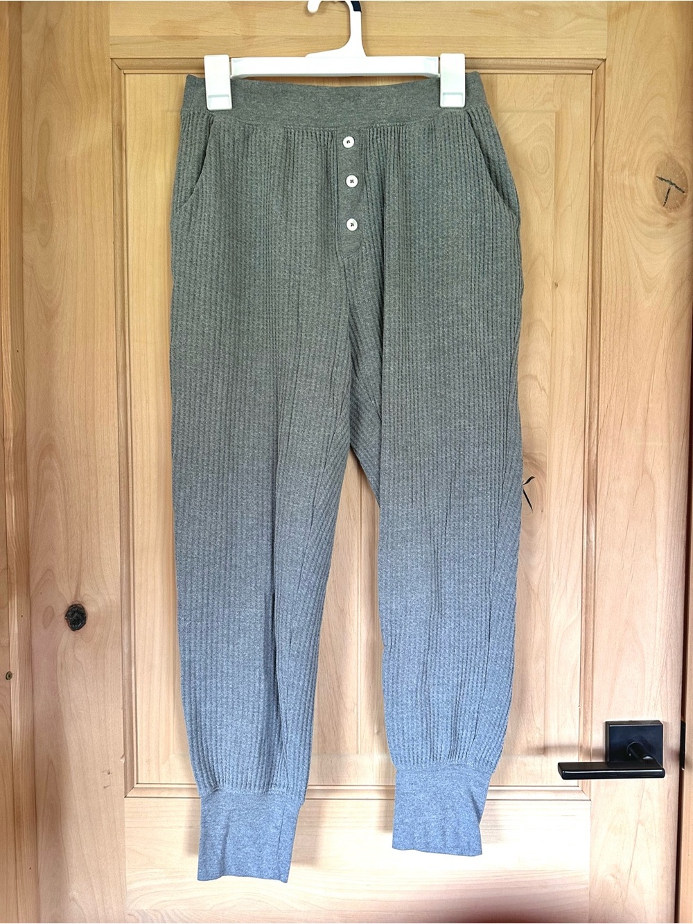 High Waist Old Navy Gray Waffle Knit Jogger Pajamas